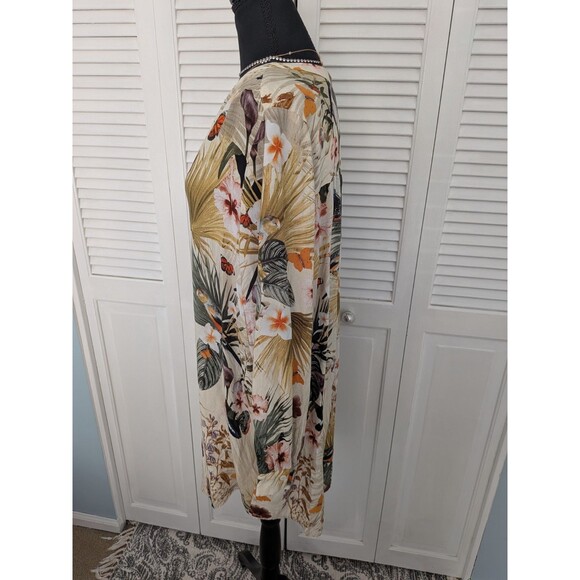 H&M Top Women's 12 Blouse Tropical Multicolor Hawaiian Parrots Vneck Tunic Coast - Picture 8 of 14